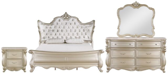 New Classic® Home Furnishings Monique 4-Piece Champagne California King Panel Bedroom Set-0