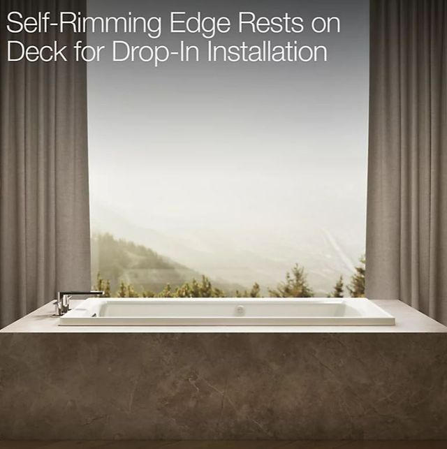 KOHLER® Archer® Biscuit 66" x 32" Drop-In Heated BubbleMassage™ Air Bath with Bask® Heated Surface-3