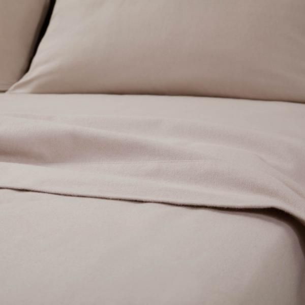 Malouf® Woven™ Portuguese Flannel Oatmeal Split King Sheet Set-2