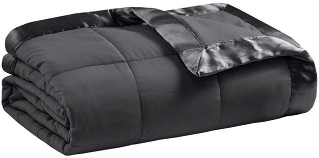Olliix by Madison Park Charcoal All Season Hypoallergenic Microfiber Down Alternative Full/Queen Windom Blanket-0