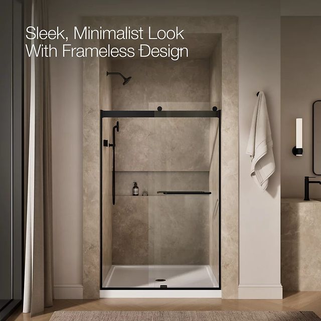 KOHLER Levity® Matte Black 74" x 45" - 48" Sliding Shower Door-3