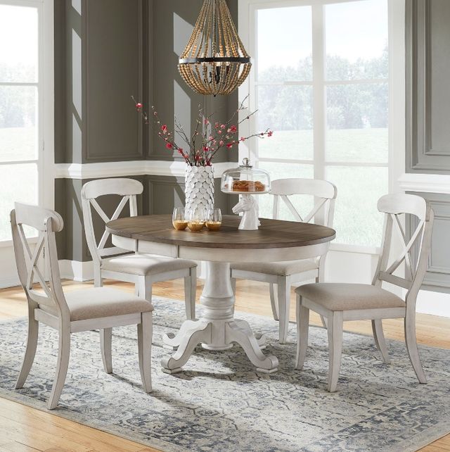 Liberty Furniture Ocean Isle 5-Piece Antique White/Weathered Pine Dining Set-1