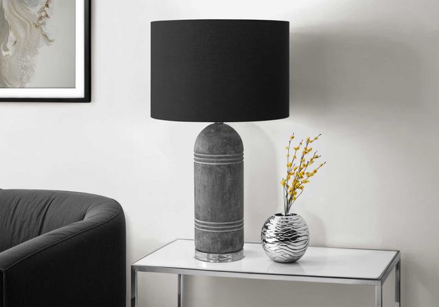 Monarch Specialties Inc. Grey Resin Table Lamp with Black Shade-2