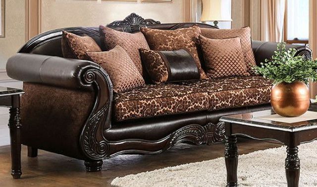 Furniture of America® Elpis 2-Piece Brown/Espresso Sofa and Loveseat-1