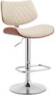Armen Living Leland Brown/Chrome/Cream Bar Stool-0