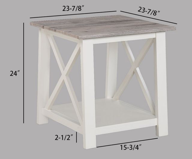 Crown Mark Thelma 3-Piece Weathered Gray Occasional Table Set with White Base-3