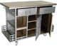 YHD Jaxon Hand Brushed Steel/Oak Kitchen Island-3