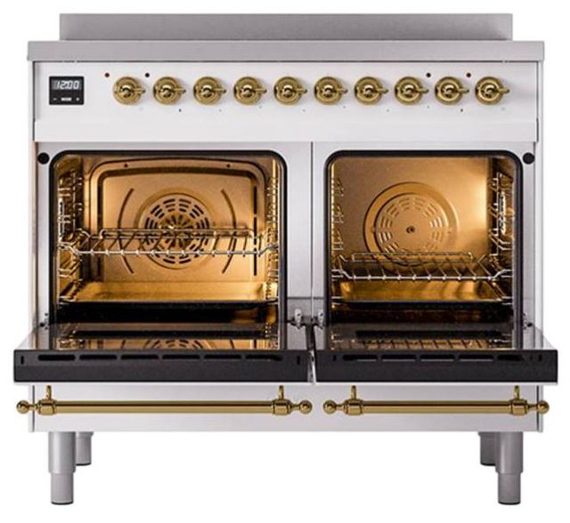 Ilve® Nostalgie II Noblesse 40'' Custom RAL Color Pro Style Induction Range with Brass Trim-1