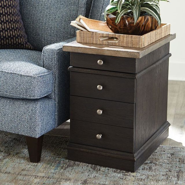 Hammary® Hancock Brown Charging Chairside Table with Black Base-1