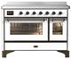 Ilve® Majestic III 48" White Pro Style Induction Range with Triple Glass Door and Burnished Trim-0