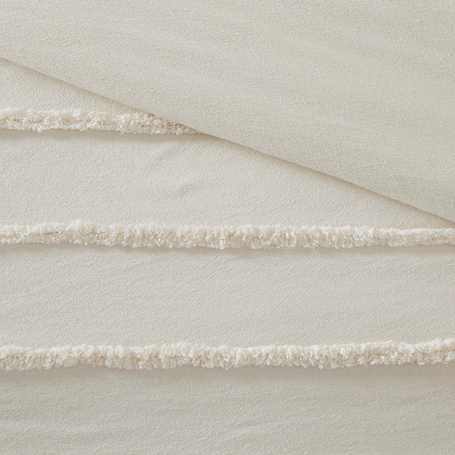 Olliix by Urban Habitat Mercer 3 Piece Ivory King/California King Cotton Chenille Comforter Set-2