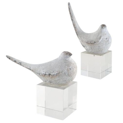 Uttermost® Better Together 2-Piece Gray/Silver Bird Sculpture Set-0