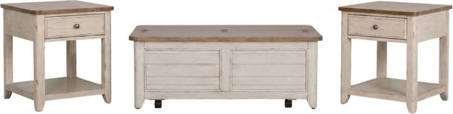 Liberty Furniture Farmhouse Reimagined 3-Piece Antique White/Chestnut Occasional Table-0