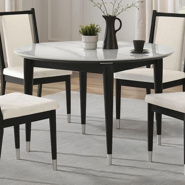 Furniture of America® Maidstone Black/White Round Dining Table-2