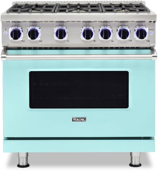 Viking® 7 Series 36" Bywater Blue Pro Style Natural Gas Range-0