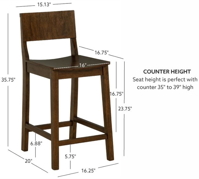 Linon Kentucky 2-Piece Walnut Counter Stool Set-2