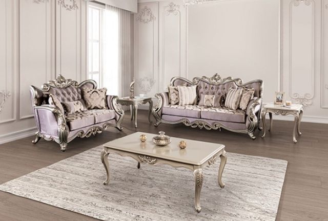 Furniture of America® Albacete Champagne/Purple Loveseat-1