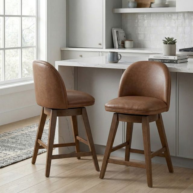 Powell® Brynn 2-Piece Brown Big and Tall Swivel Counter Stool Set-1