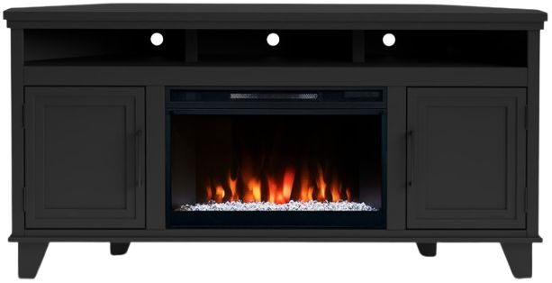 Legends Home Real Cozy Sonoma Seal Skin Black 64" Corner Fireplace Console-3