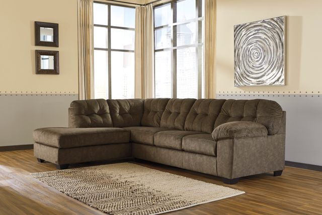 Signature Design by Ashley® Accrington 2-Piece Earth Left-Arm Facing Sofa Sleeper Sectional and Chaise-3
