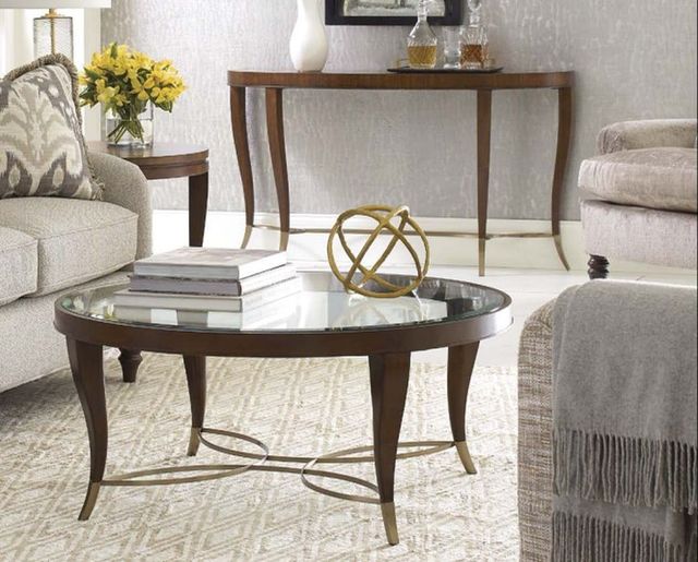 Hammary® Vantage Glass Top Round Coffee Table with Tourmaline Base-1