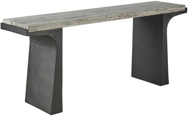 Universal Explore Home™ New Modern Quill Bronze/White Travertine Console Table-0