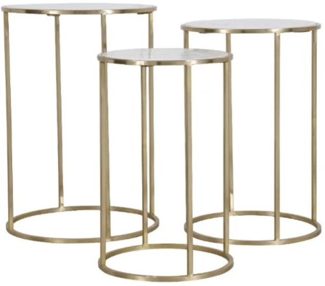 Jofran Inc. Global Archive Riviera 3-Piece White Nesting Table Set with Gold Base-0