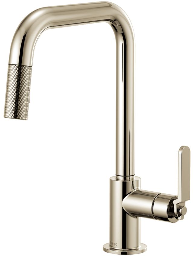 Brizo Litze® Brilliance® Polished Nickel Pull-Down Faucet with Square Spout and Industrial Handle-0