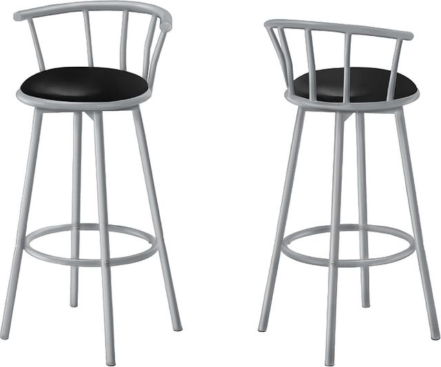 Monarch Specialties Inc. 2-Piece Black/Silver Swivel Barstools Set-0