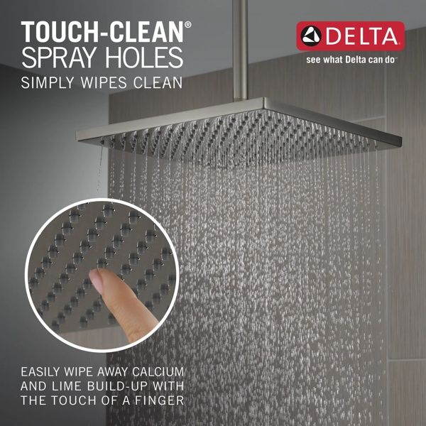Delta Universal Showering Components 12" Lumicoat® Stainless Square Single-Setting Metal Raincan Shower Head-1