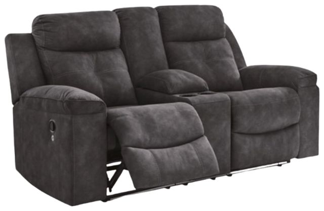 Benchcraft® Brysonview Charcoal Double Manual Reclining Loveseat with Console-0