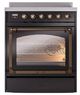 Ilve® Nostalgie II Noblesse 30'' Glossy Black Pro Style Induction Range with Burnished Trim-1