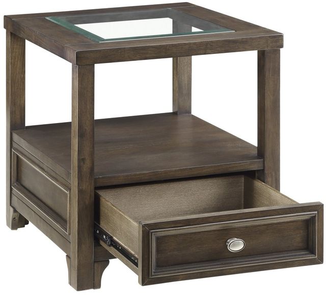 Homelegance® Auburn Glass Top End Table with Brown Cherry Base -3