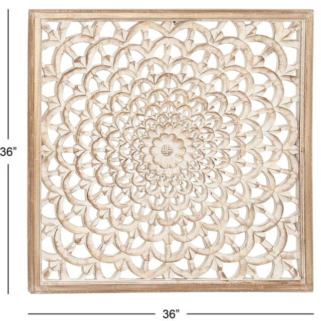 Deco Marche Floral Handmade Intricately Carved Brown Wall Art-2