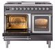 Ilve® Nostalgie II Noblesse 40'' Graphite Matte Pro Style Dual Fuel Range with Chrome Trim-3