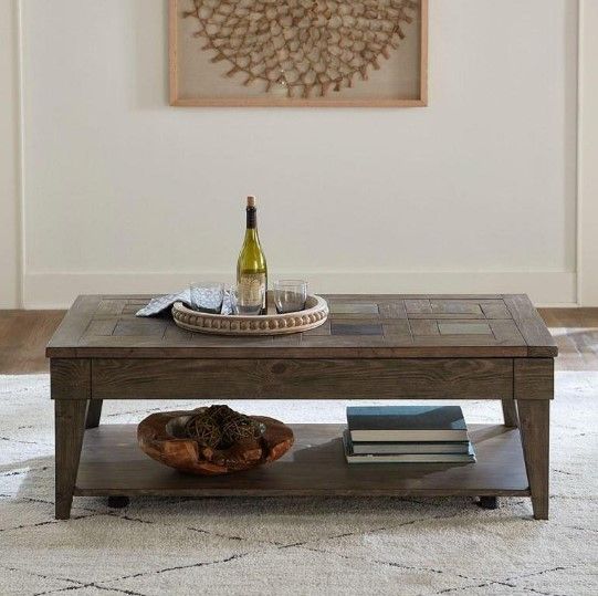 Liberty Furniture Arrowcreek Weathered Stone Lift Top Cocktail Table-1