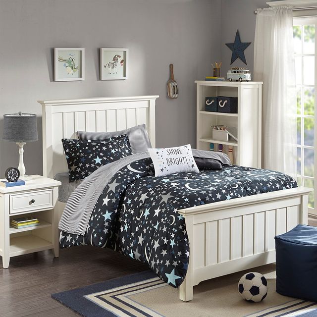 Olliix by Mi Zone Kids Starry Night Charcoal Twin Complete Bed and Sheet Set-1