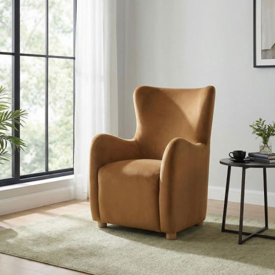 Coaster® Thornton Cognac Upholstered Wingback Lounge Accent Chair-1