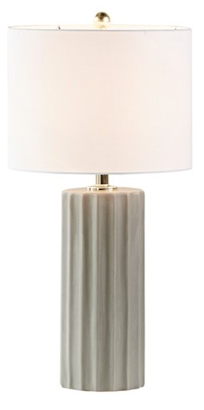 Olliix by Martha Stewart Glendale 27" Grey Ceramic Ribbed Table Lamp-1