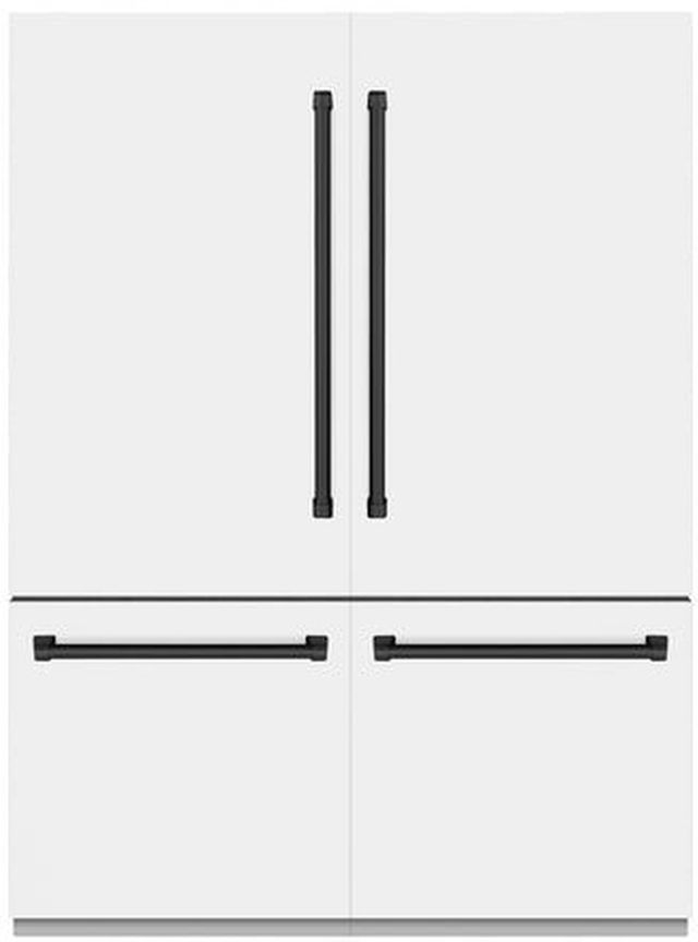 ZLINE Autograph Edition 60" 32.2 Cu. Ft. White Matte Built-In  French Door Refrigerator with Water Dispensers, Ice Makers, and Matte Black Accents-0