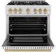ZLINE Select Autograph Edition 36" Satin Stainless Steel Convection Pro Style Gas Range with White Matte Door and Champagne Bronze Accents-1