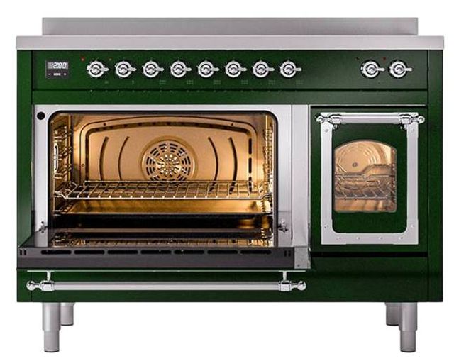 Ilve® Nostalgie II Noblesse 48'' Emerald Green Pro Style Induction Range with Chrome Trim-3