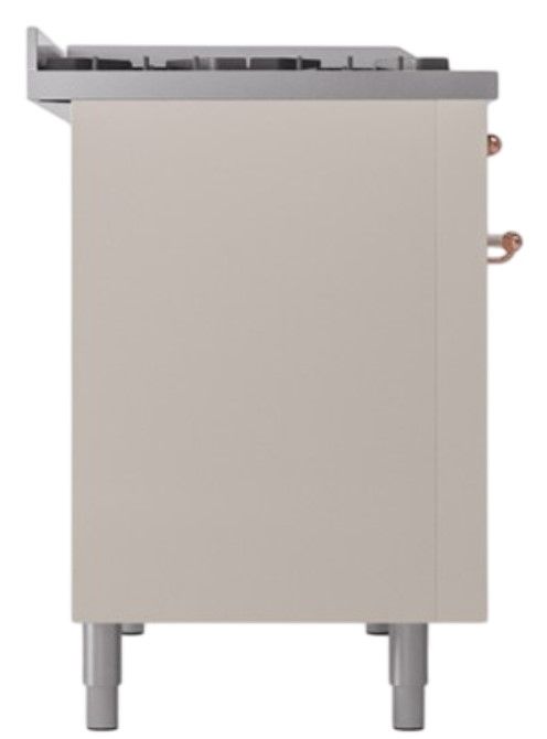 Ilve® Nostalgie II Noblesse 48'' Antique White Pro Style Dual Fuel Range with Copper Trim-2