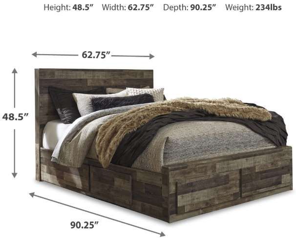 Benchcraft® Derekson Multi Gray Queen Panel Bed with 4-Drawer Storage-1
