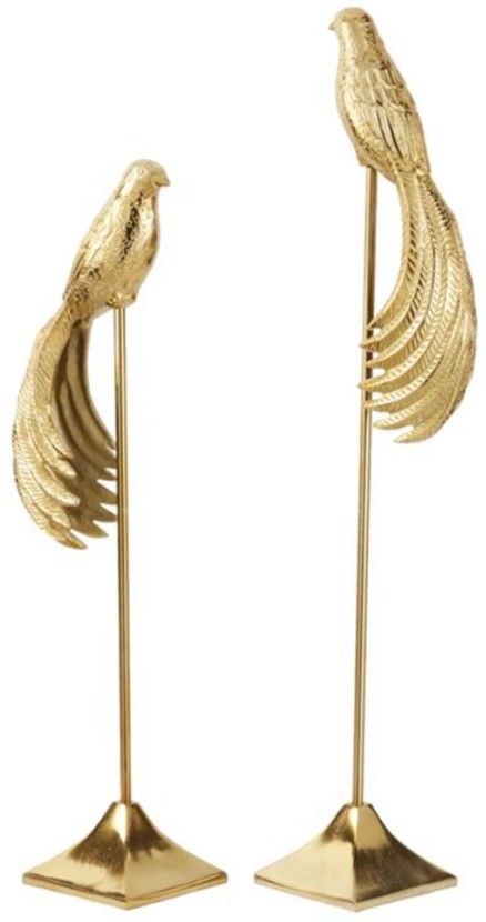 Deco Marche 2-Piece Gold Aluminum Metal Bird Sculpture Set-1
