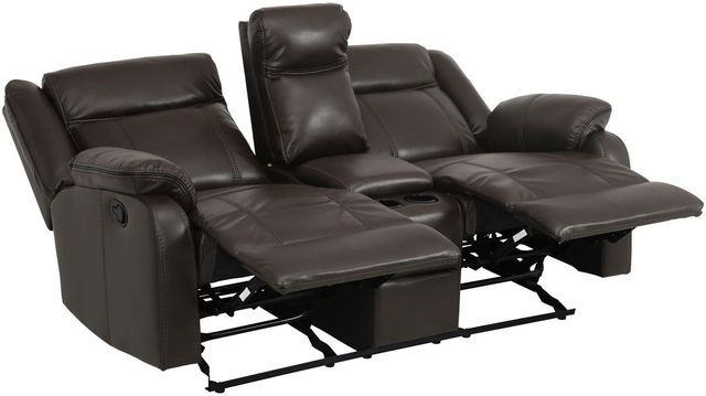 Homelegance® Jude Brown Double Reclining Glider Loveseat with Center Console-2