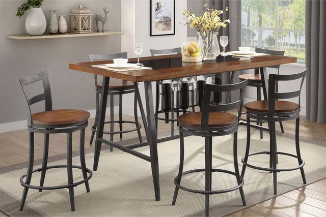 Mazin Furniture Selbyville Light Cherry Counter Height Dining Table with Gunmetal Base-3