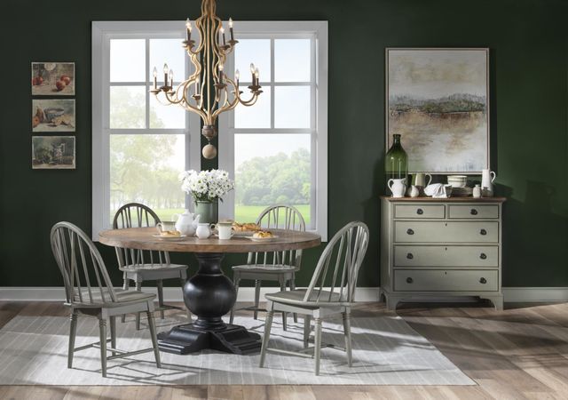 Legacy Classic Vintage Market Barnwood Oak Dining Table with Kettle Black Base-3