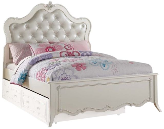 ACME Furniture Edalene Pearl White Full Upholstered Panel Bed-0