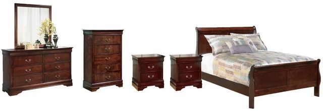 Signature Design by Ashley® Alisdair 6-Piece Dark Brown Full Sleigh Bed Set-0